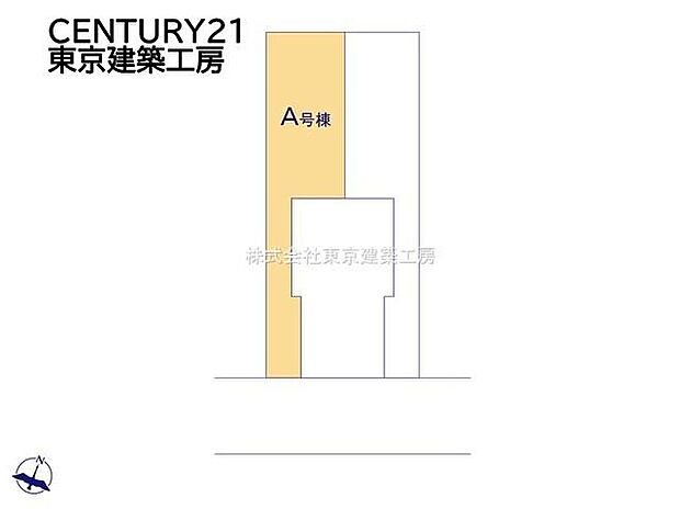 【全体区画図】全3棟のA号棟は南東6m幅道路に面した区画。駐車もしやすく、駅や小学校、スーパーが徒歩圏に揃う暮らしやすい立地です♪現地で敷地の形状や道路幅、陽当たりも確認できます。