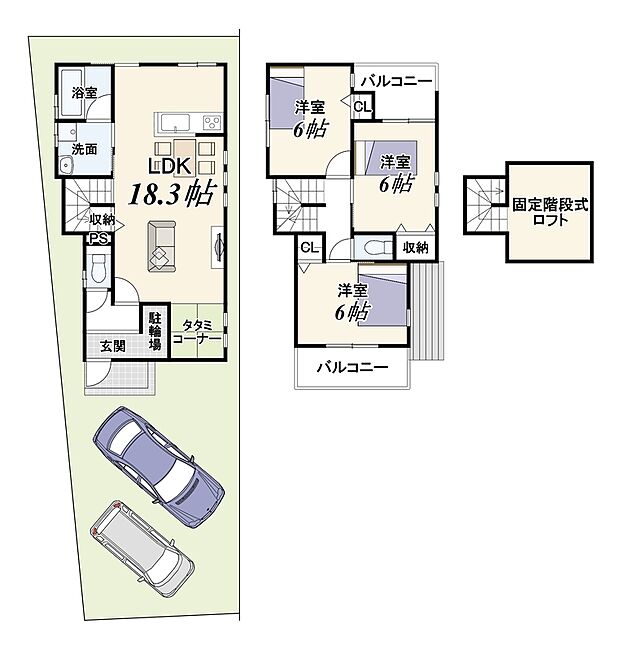 価格3699万円、3LDK、土地面積（実測）101.84m2、建物面積84.33m2
