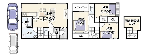 2号地新築参考プラン:土地98.65m2/建物82.43m2/3LDK/建物価格1929万円