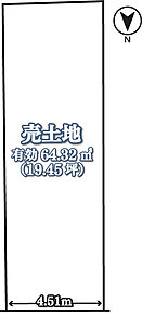 セットバック面積約2.61ｍ2含
有効面積64.32ｍ2（19.45坪）
公簿面積66.94ｍ2（20.24坪） 