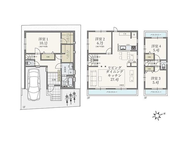 【【参考プラン　B区画】】建物プラン例(B区画)2LDK+2S、土地面積100.66m2、建物価格4500万円、建物面積138.68m2