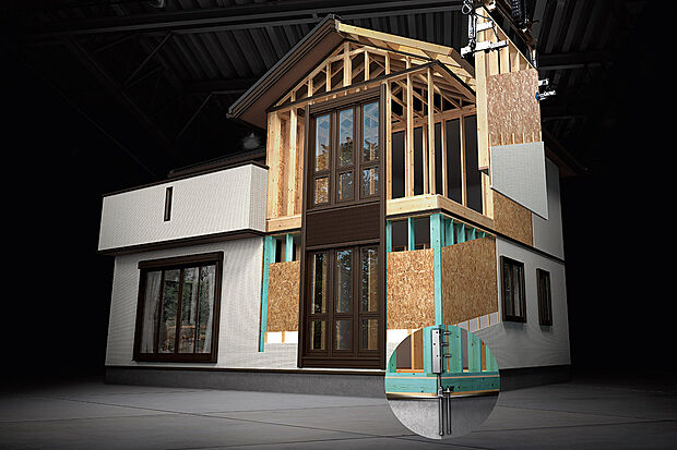 【2×6ユニット工法】構造そのものが強靭な2×6ユニット工法。追加装置に頼らない耐震性能を実現しています。