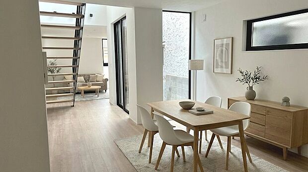 【LDK】■リビングダイニング■開放感のあるテラスから明るい日差しが差し込みます♪※掲載の家具・小物は生成イメージで、実際の設置状況と異なります。