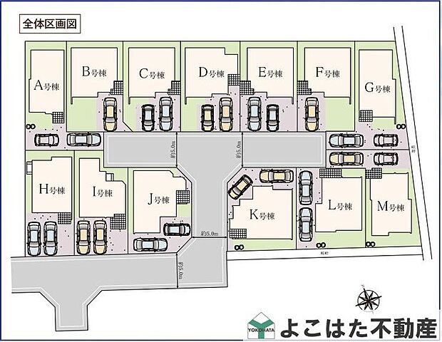 【全体区画図】カースペース2台分住戸多数です!