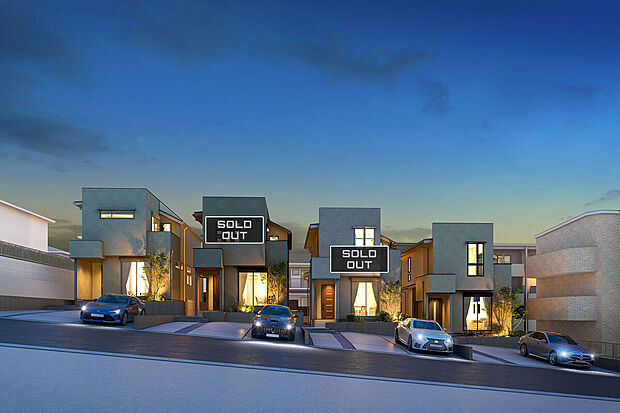 T-1、T-2(ご成約済み)、T-3(ご成約済み)、T-4/外観完成予想図