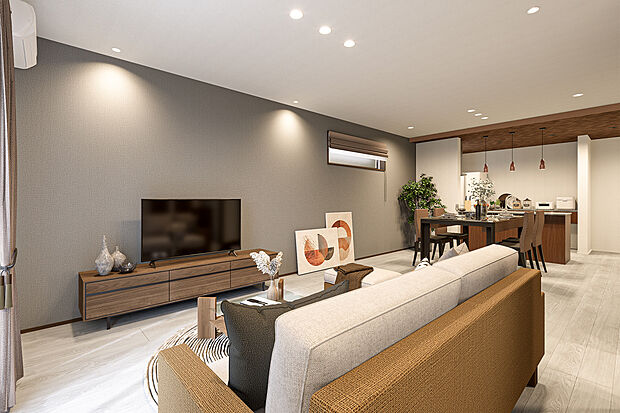 【リビングダイニング完成予想図】T-2完成予想図/シティライクながらナチュラルな空間デザインを取り入れたLDK。キリッとした印象の空間が様々なライフスタイルに馴染みます。ワンランク上の暮らしが実現します。