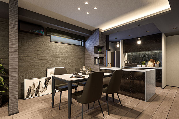 【ダイニング完成予想図】T-2／忙しい毎日に、癒しと安らぎをもたらす家族と過ごすひと時。ゆったりと過ごせる余裕のあるスペースだからこそ叶う家族時間を上質な空間でお楽しみいただけます。