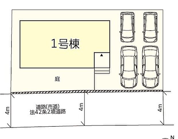 ４台駐車可能。