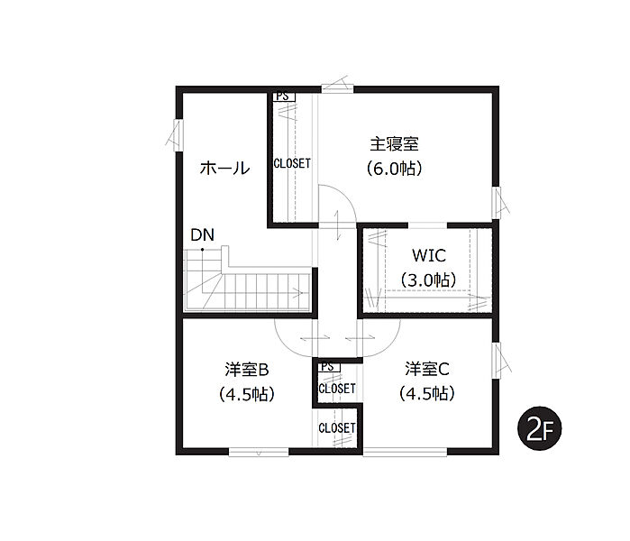 約3帖のWICを含む、全居室に収納を完備しております。お荷物がスッキリと片付き、居室スペースを有効的にお使いいただけます。