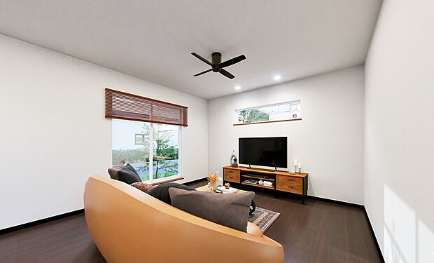 【(18)完成予想図】
約18帖のLDKは家具を置いてもゆとりがございます。レイアウトしやすい長方形タイプです。