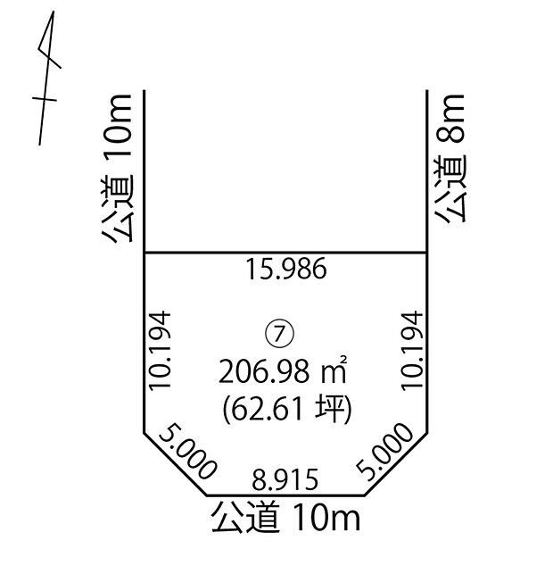 東・南・西の3方角地につき明るく開放的な立地の7号地です。