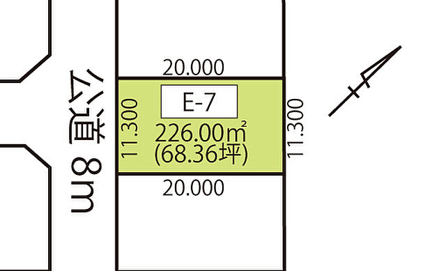 【E-7】土地面積：226.00m2
価格：1080万円
