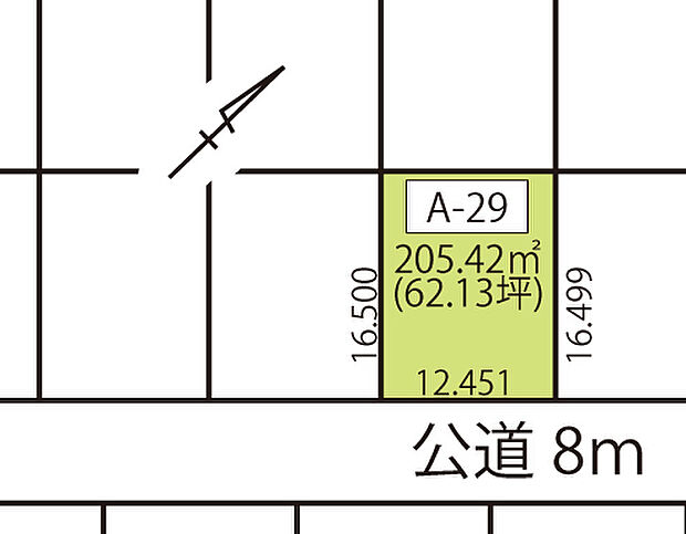 南東側道路に面した陽当りの良い区画です。
