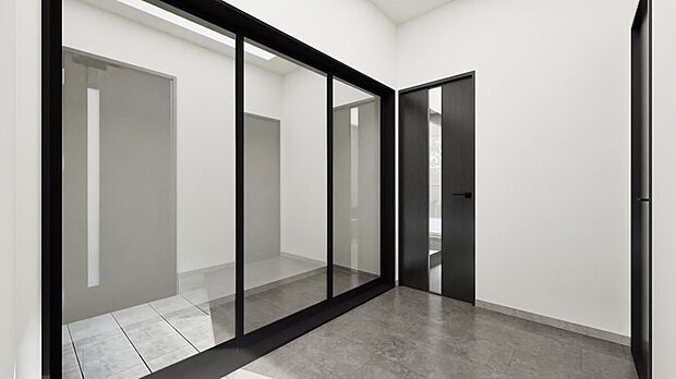 【【完成予想図】】あると嬉しい玄関収納。靴や傘はもちろん、ベビーカー、アウトドア用品、防災グッズの置き場としても適しています。