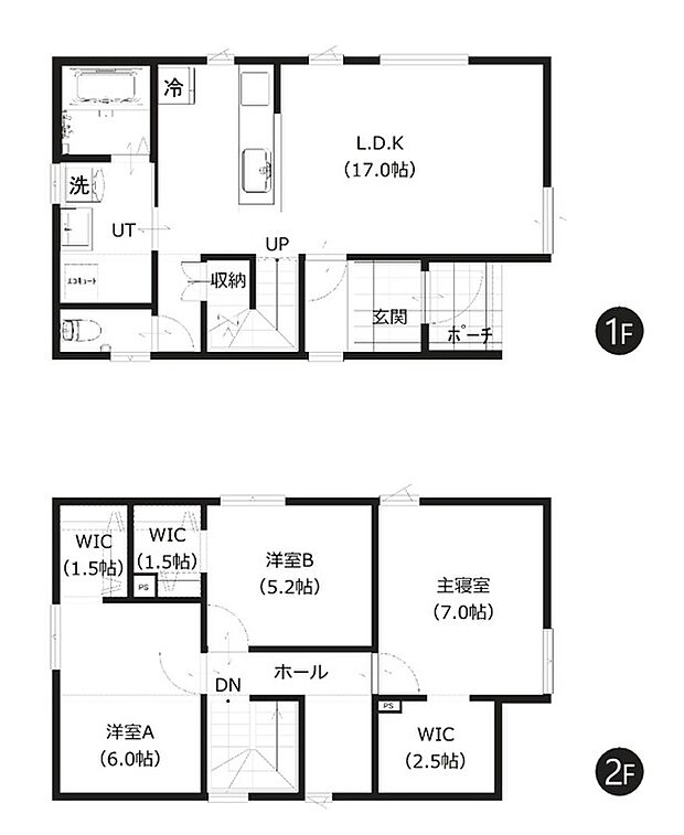 【3LDK】約17帖のゆとりあるLDKが魅力。多目的に利用できる2階フリースペースも嬉しいですね。