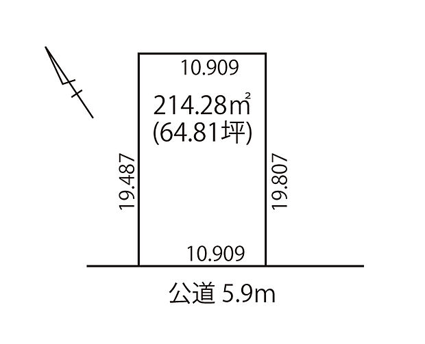 敷地面積を有効に活用した建物が建てやすい整形地。間口も広く、ゆとりのお庭やカースペースもご検討いただけます。