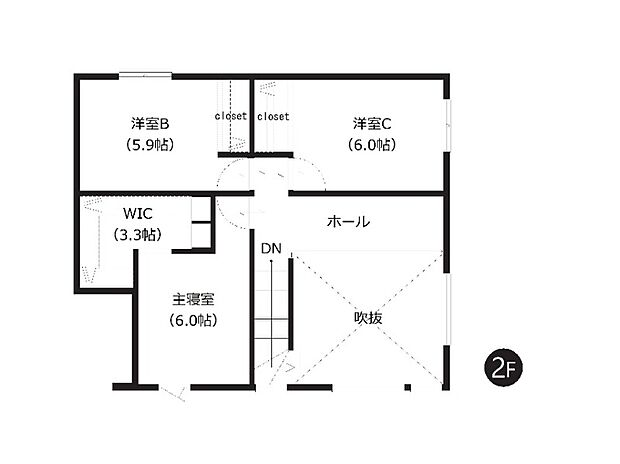【4LDK】吹抜けから2階ホールへとつながる開放的な設計。空間に広がりをもたらすだけでなく、2階にいるご家族とも自然にコミュニケーションが取れます。
