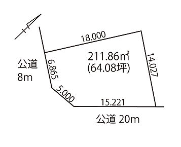 土地面積は約64坪とゆとりのある広さ。角地につき明るく風通し良好、快適なお住まいをご実現いただけます。 