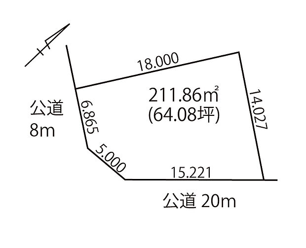土地面積は約64坪とゆとりのある広さ。角地につき明るく風通し良好、快適なお住まいをご実現いただけます。