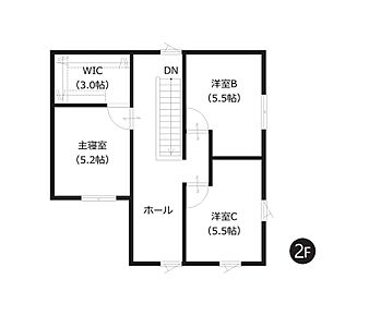 シンメトリー設計で、すっきりと整った印象の間取り。WICも備えており、衣類や荷物をしまいやすいのがうれしいポイントです。 