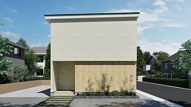 【【3号棟 完成予想図】】太陽光パネル搭載のエコ住宅が誕生しました。ファミリーにおすすめのゆとりある4LDK。ご家族とのつながりを自然に感じられるお住まいです。