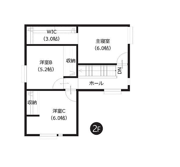 【4LDK】主寝室と子ども部屋を通路でセパレート。静かにくつろげるプライベート空間もしっかりと確保しています。嬉しい全居室収納付きです。