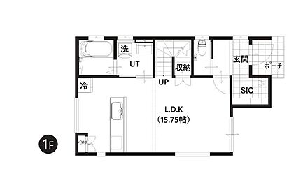 WICやSIC、パントリーなど豊富な収納が魅力の3LDK。対面キッチン、リビング階段を採用しご家族とのコミュニケーションも取りやすいですね。 