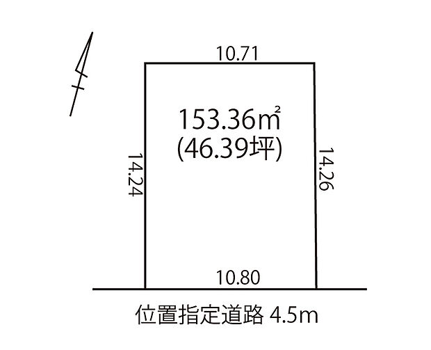 設計の自由度が高まる間口の広い整形地です。採光や通風を確保しやすく、お庭やカースペースも広く取ることができます。