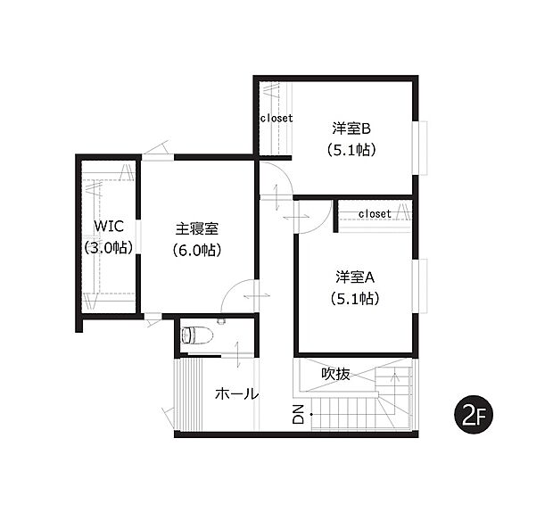 【4LDK】約3帖のウォークインクローゼットを含む全居室収納付き。多目的に活用できるカウンター付きホールも嬉しいポイントです。