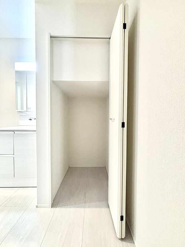 【その他設備(リネンスペース)】便利なリネン庫で、スッキリした使いやすい洗面室に