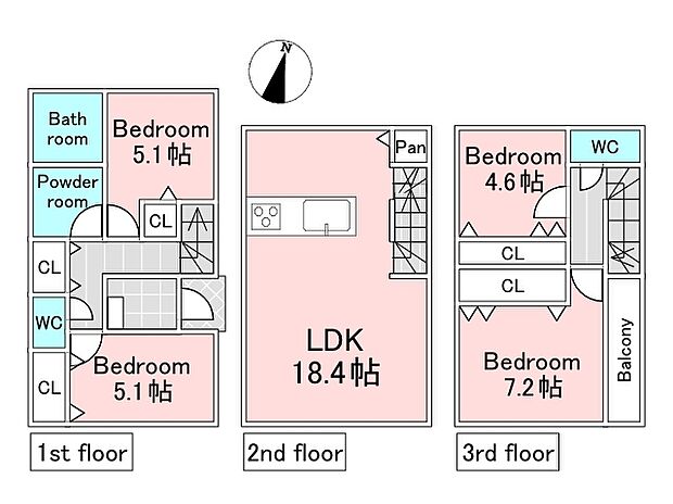 D号棟参考プラン(建物込5880万円、土地面積82.60m2、建物面積98.95m2)