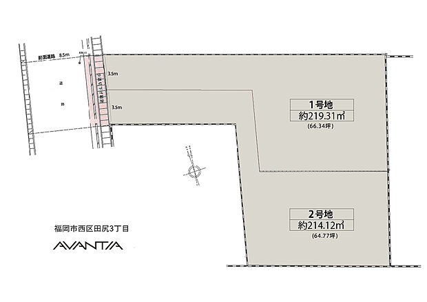 九大学研都市エリア内の落ち着きのある住宅地に位置しています。前面道路から奥まったところに住まいを建築できる土地形状につき、プライバシーに配慮した設計が可能です。