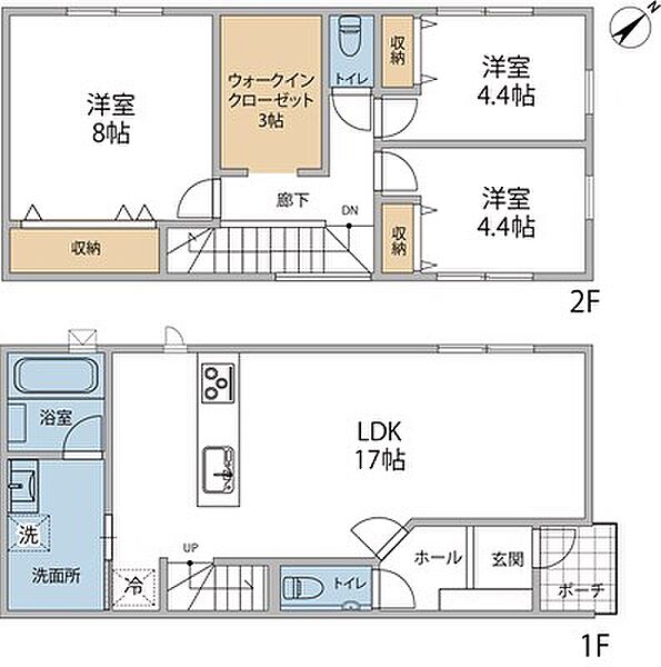 3LDK＋ウォークインクローゼットの使いやすい間取です。