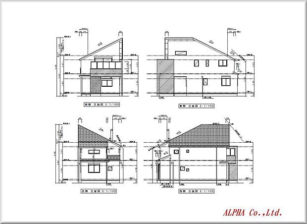 建ち上がりのイメージが付き易い様、立面図を作成しました。完成前になりますのでショールームにてプレゼンテーションも合わせてご紹介させていただきます。