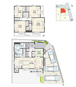 5LDK+多目的収納+ウォークインクローゼット+玄関収納+パントリー+ランドリースペース
駐車3台可

開放感のある角地！ 
