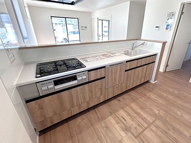 【キッチン】☆キッチン☆木目デザインがおしゃれな食洗機付き対面キッチン♪