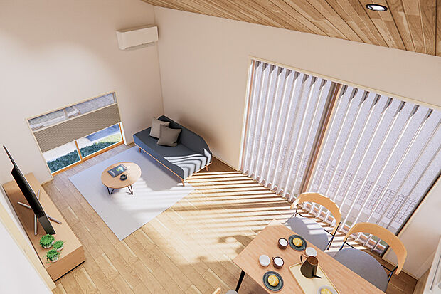 【LDK】室内なので天気や時間を気にせず、洗濯物が干せる屋内テラス。花粉やPM2.5も付きにくいメリットもあります!!/15号地建物プラン