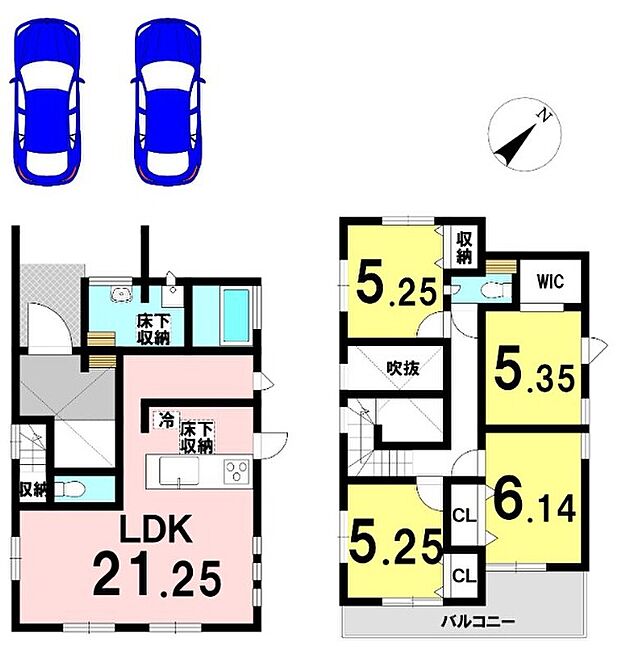 【4LDK】4LDKの間取り
駐車2台可能