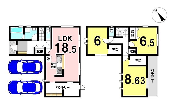 【3LDK】3LDKの間取り
駐車2台可能