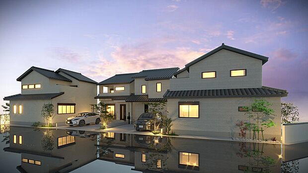 【【街並みイメージパース・夕】】利便性に恵まれながら、暮らしやすい落ち着いた住環境が整っています◎