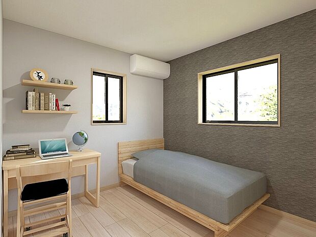 【【3号地・洋室パース】】子ども部屋にもおすすめ！
腰高窓で、机やベッドをレイアウトしやすいお部屋♪