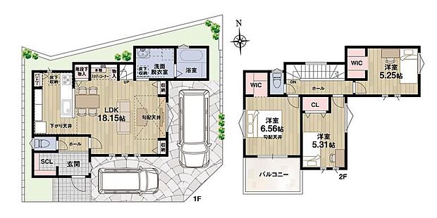 【3LDK】採光・通風を確保しやすい角地です！LDKの一角には、カウンターや本棚付きのスタディコーナーを配置♪