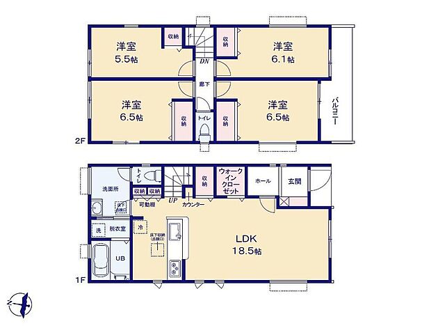 (1号棟)、4LDK、土地面積105.48m2、建物面積99.62m2