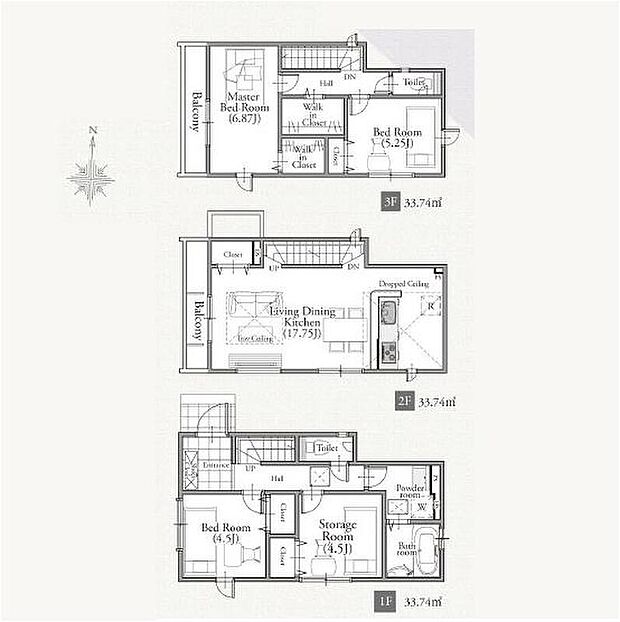 (1号棟)、3LDK+S、土地面積80.26m2、建物面積101.22m2