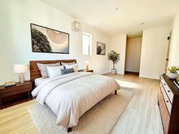 【リビング以外の居室】日当りの良さは写真でも充分に伝わるかと思いますが、開放感のある周囲にめぐまれたおかげで、風通しもとても良くなっております。※家具をCGで加工しています。家具付き販売ではございません。