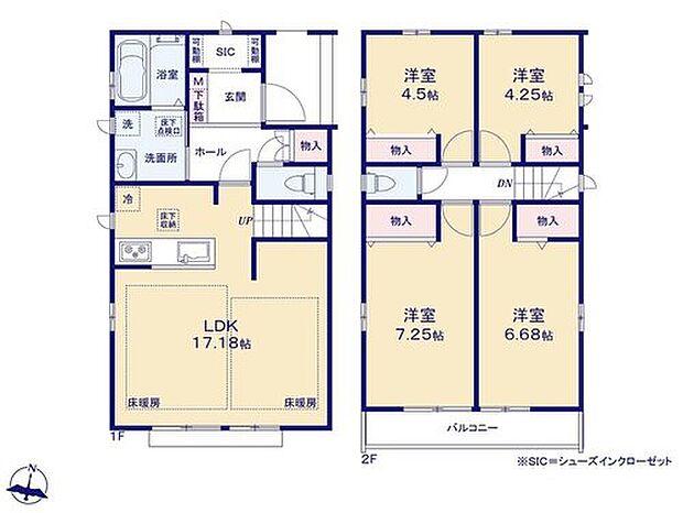 【4LDK】帰宅時・外出時の自然なコミュニケーションを育むリビングイン階段を採用。
仲良し家族の画が浮かびます♪