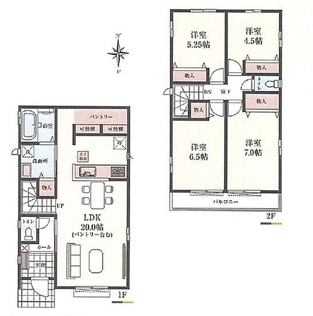 【4LDK】◆20帖の広さで開放感あふれるリビングです!
◆キッチン背面には可動棚付きの大型パントリーを設置◎
◆リビングイン階段はご家族のコミュニケーションが増える間取り♪