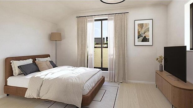 【リビング以外の居室】※イメージパースにつき実際とは多少異なる場合がございます。
個室としてお使いいただける洋室。大切なのは明るさと風通し、明るい日差しと心地よい風で自分のお部屋でくつろげる贅沢をご提供します。