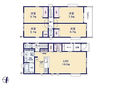 南向きに開けたLDKは19帖♪家具レイアウトの
幅も広がります。人気の対面式キッチンはLDKで
過ごす家族の様子がわかり安心◎可動棚収納も
付いて食材のストックを収納できます☆ 