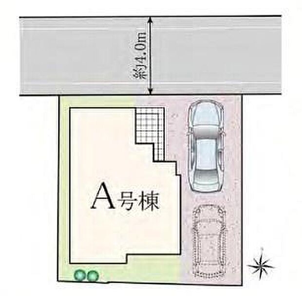 【全体区画図】住環境良好な人気の低層住居専用地域に立地しております。カースペース２台分ございますので、家族分の自転車を駐輪したり、来客用の駐車スペースとしてもお使いいただけます。